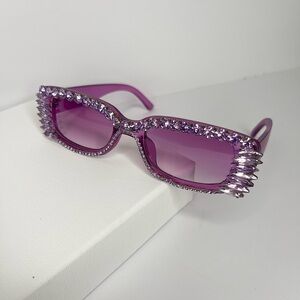 Purple Rhinestone Embellished Sunglasses